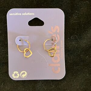 Claire's Gold Double Heart Earrings